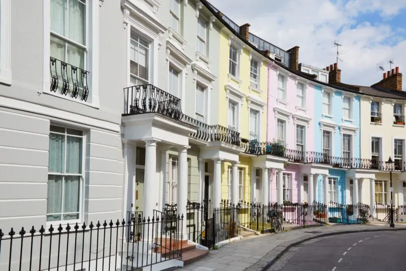 Row of UK terraced houses ideal for first-time buyers