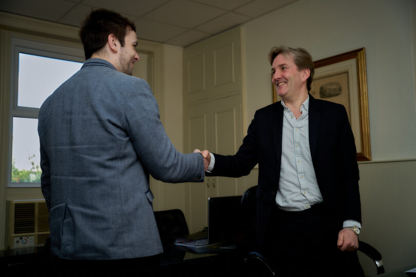 Louis Mason from Oportfolio Mortgages and Russell White from Winkworth met at the Winkworth Putney office. (Photograph by https://lrockmedia.com/)